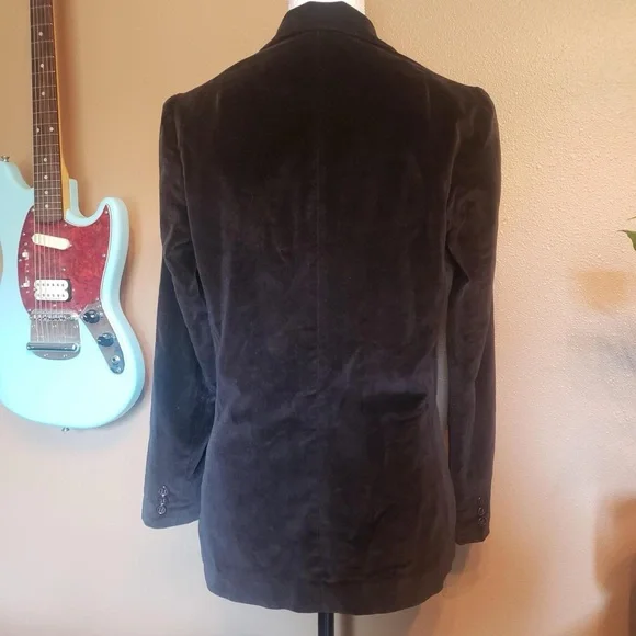 Women's College Town Vintage Brown Velvet Blazer - Picture 2 of 5